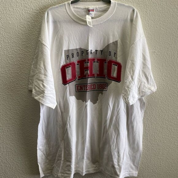 Soffe Property of Ohio Entered 1803 Short Sleeve White T-Shirt 2XL NWT - Picture 1 of 3